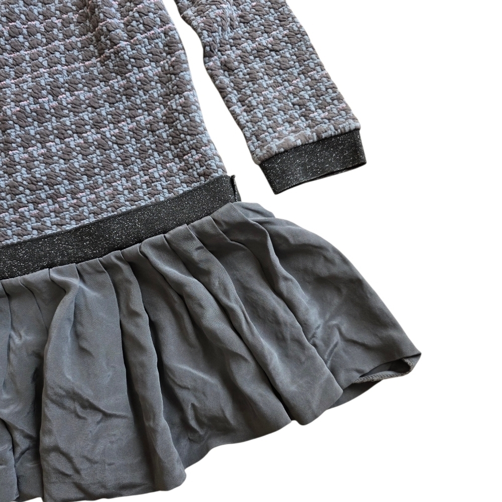 Nicole Miller Artelier Gray Houndstooth Pleat Mini Sweater Dress L - Picture 4 of 6